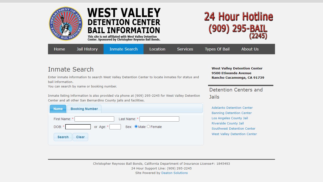 Online Inmate Search - West Valley Detention Center Bail