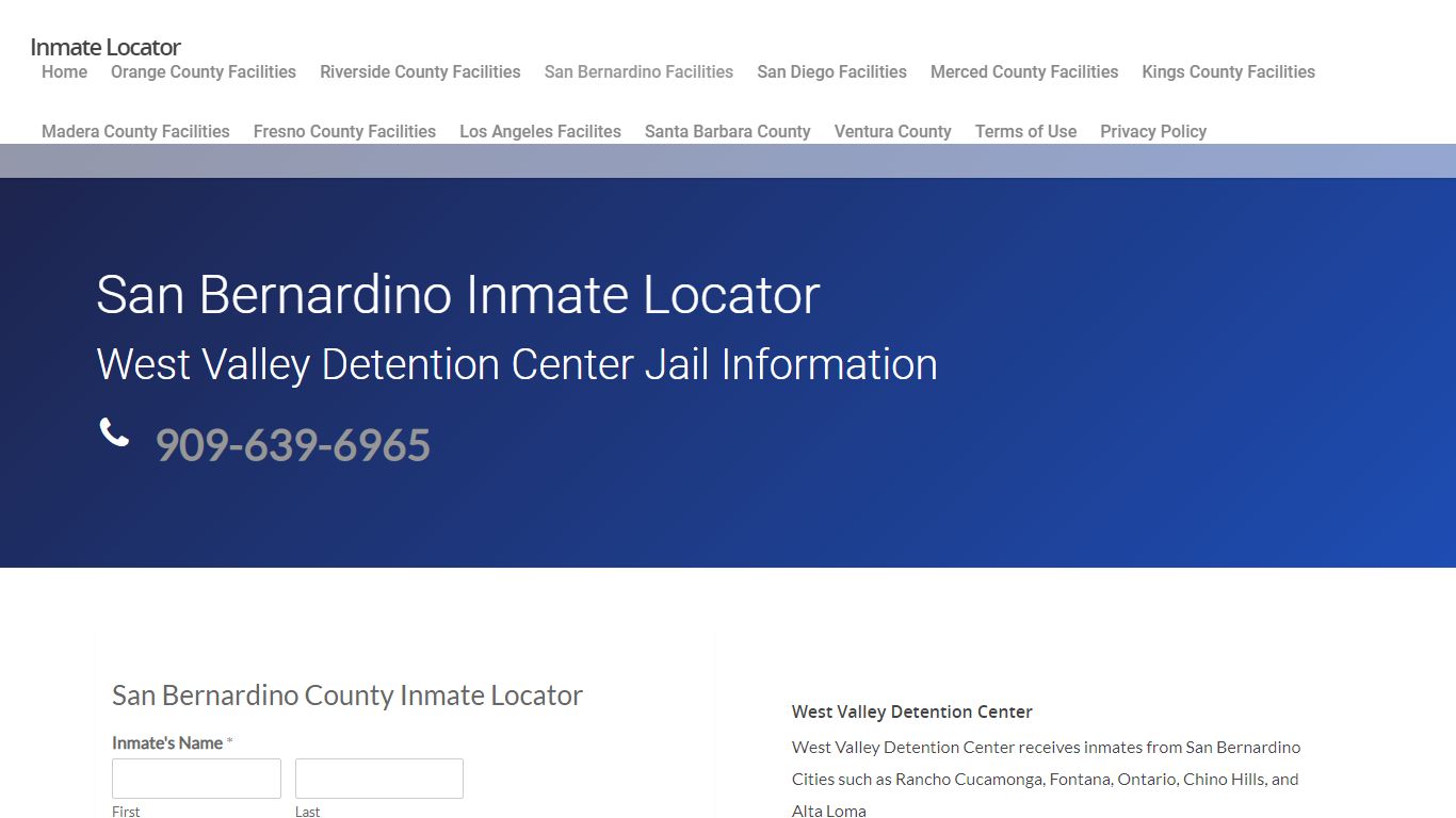 West Valley Detention Center - San Bernardino Inmate Locator